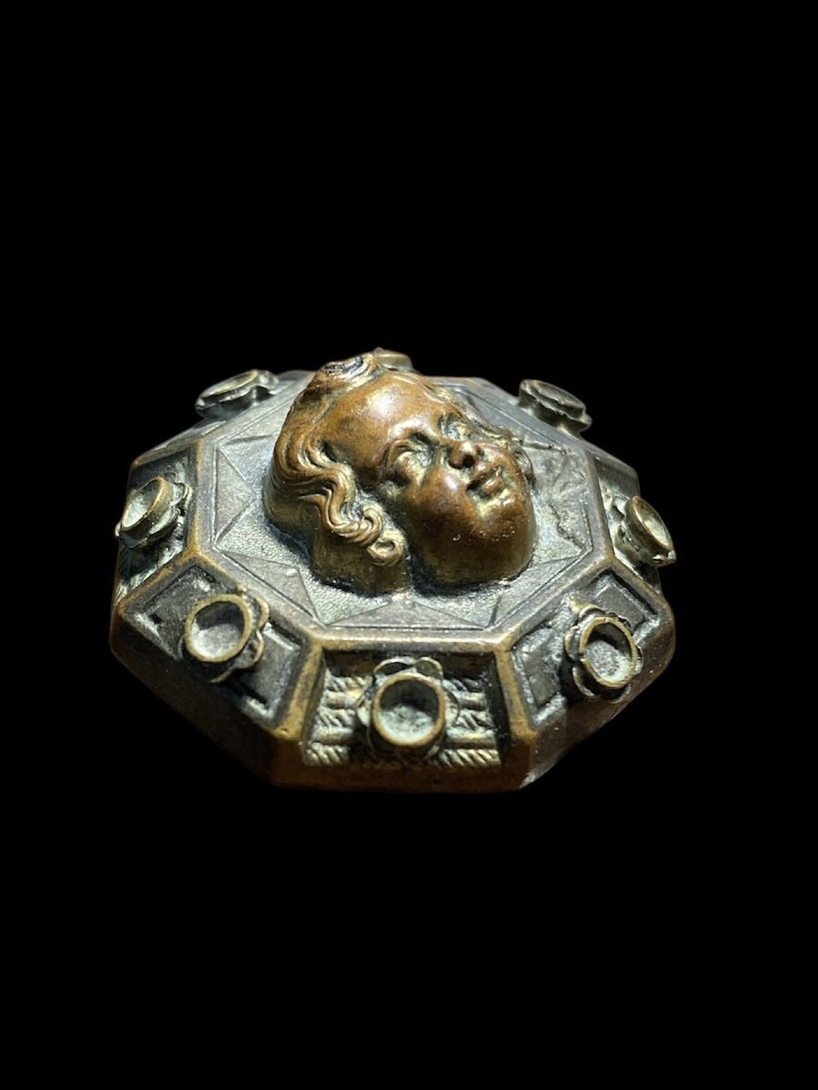 C. 1480 - France Or Northern Italy - Bronze Brooch With A Putto-photo-2