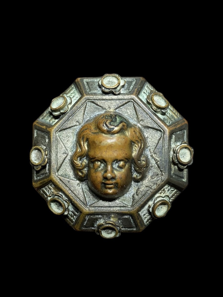 C. 1480 - France Or Northern Italy - Bronze Brooch With A Putto-photo-5