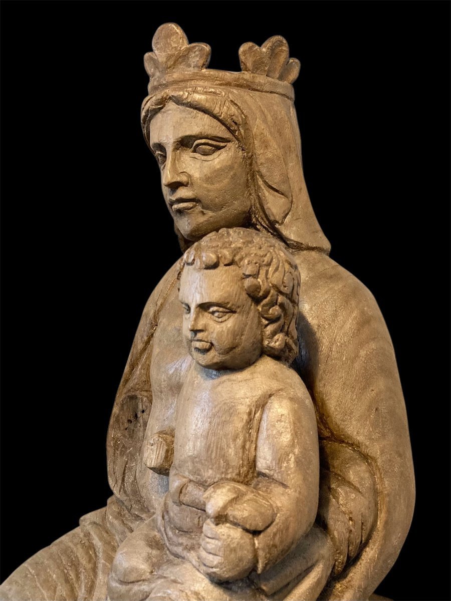 III quart du XIV siècle - Atelier Du Maître Des Mages De Fabriano - Tilleul - Vierge à l'Enfant-photo-2