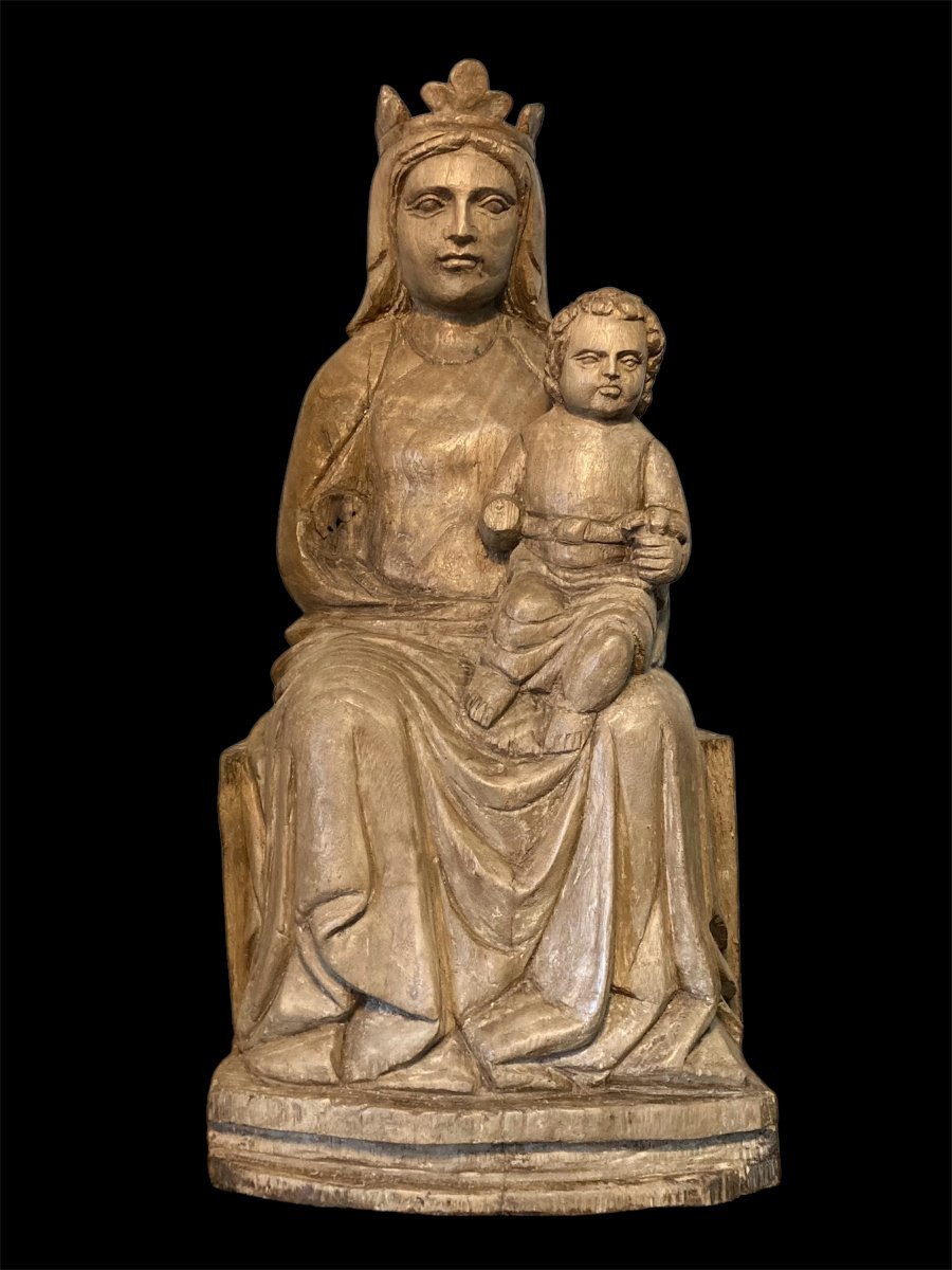 III quart du XIV siècle - Atelier Du Maître Des Mages De Fabriano - Tilleul - Vierge à l'Enfant-photo-3