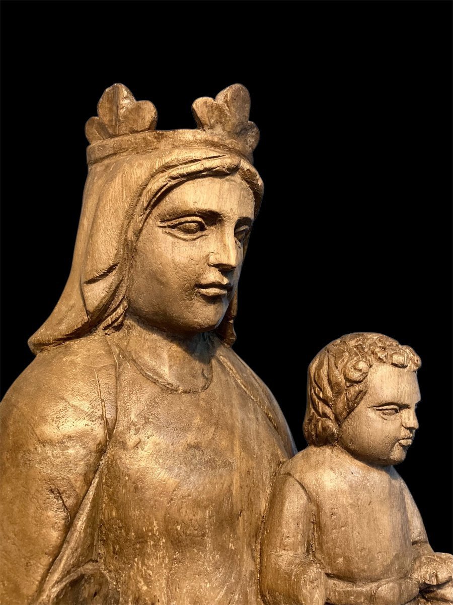 III quart du XIV siècle - Atelier Du Maître Des Mages De Fabriano - Tilleul - Vierge à l'Enfant-photo-4