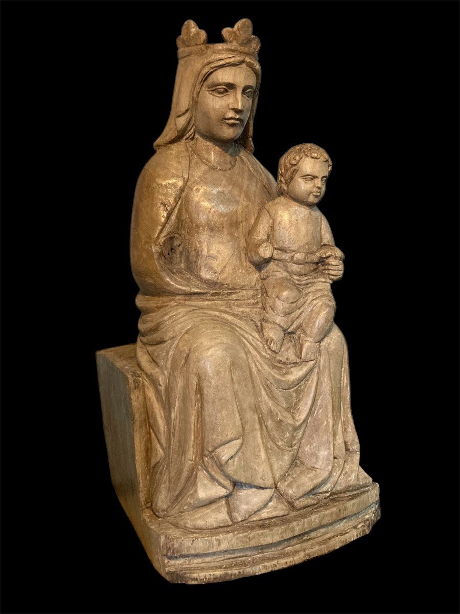 III quart du XIV siècle - Atelier Du Maître Des Mages De Fabriano - Tilleul - Vierge à l'Enfant-photo-1