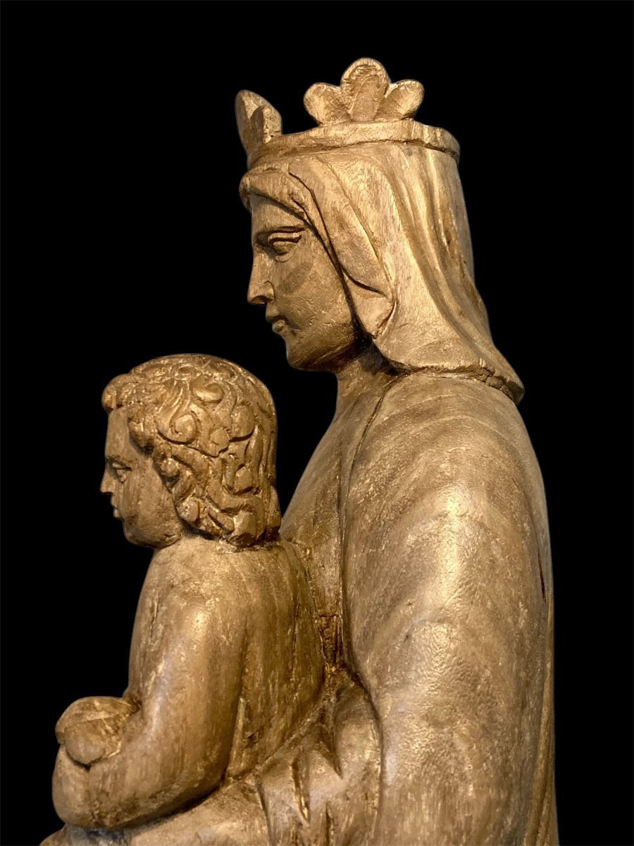 III quart du XIV siècle - Atelier Du Maître Des Mages De Fabriano - Tilleul - Vierge à l'Enfant-photo-4