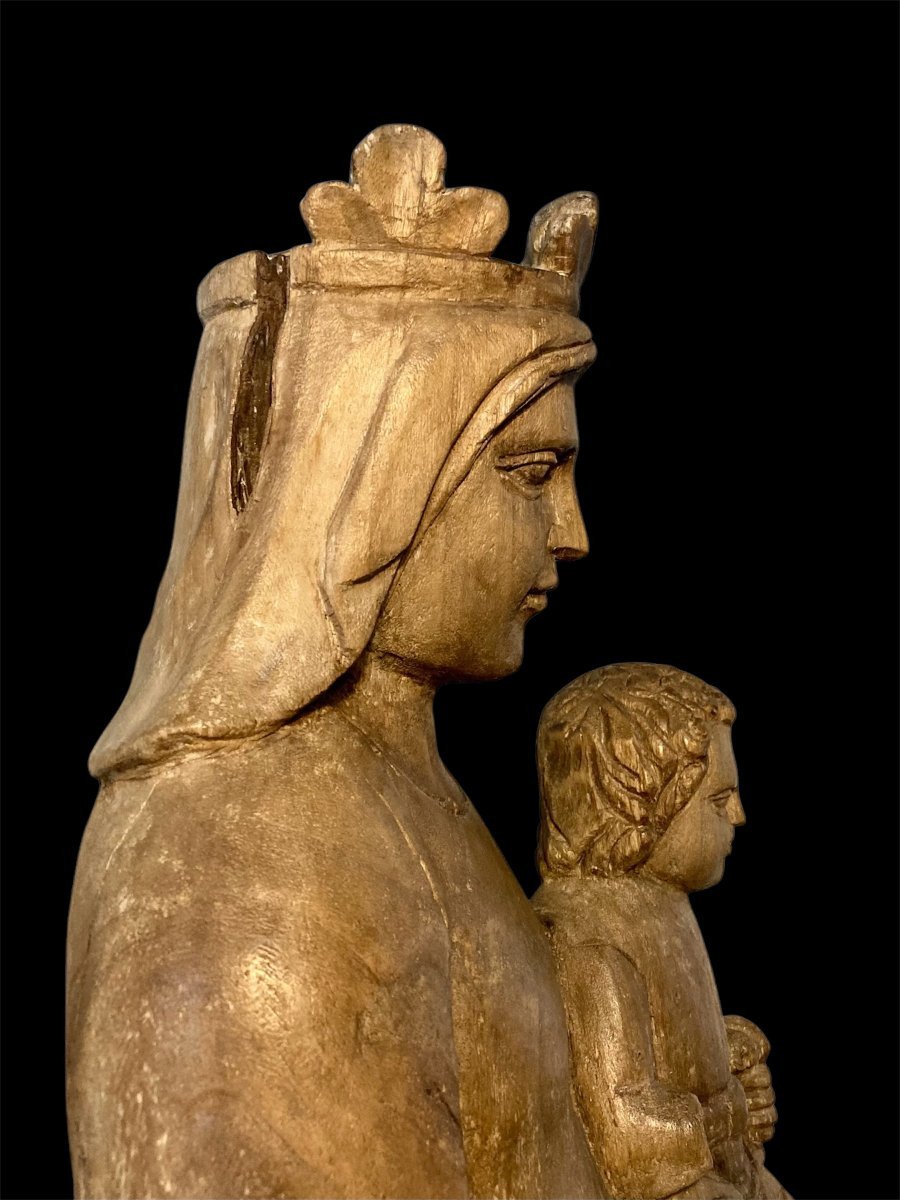 III quart du XIV siècle - Atelier Du Maître Des Mages De Fabriano - Tilleul - Vierge à l'Enfant-photo-5