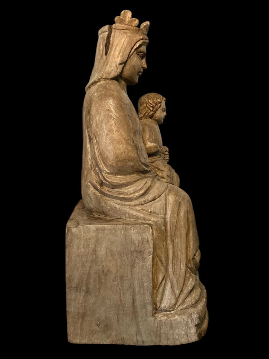 III quart du XIV siècle - Atelier Du Maître Des Mages De Fabriano - Tilleul - Vierge à l'Enfant-photo-6
