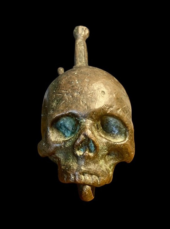 Northern Italy - 17th Century - Bronze Memento Mori Skull-photo-2