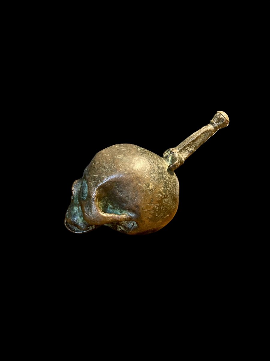 Northern Italy - 17th Century - Bronze Memento Mori Skull-photo-6