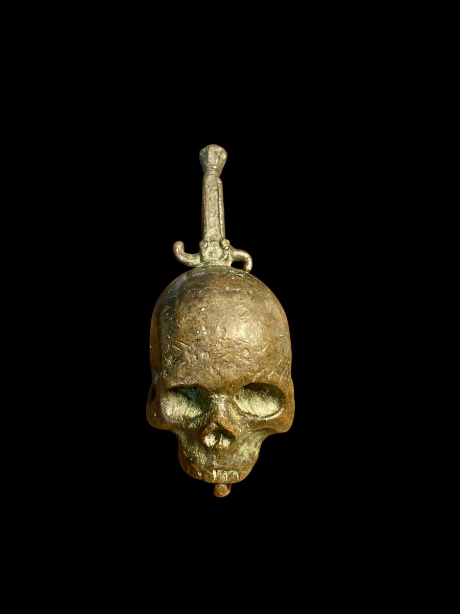 Northern Italy - 17th Century - Bronze Memento Mori Skull-photo-7