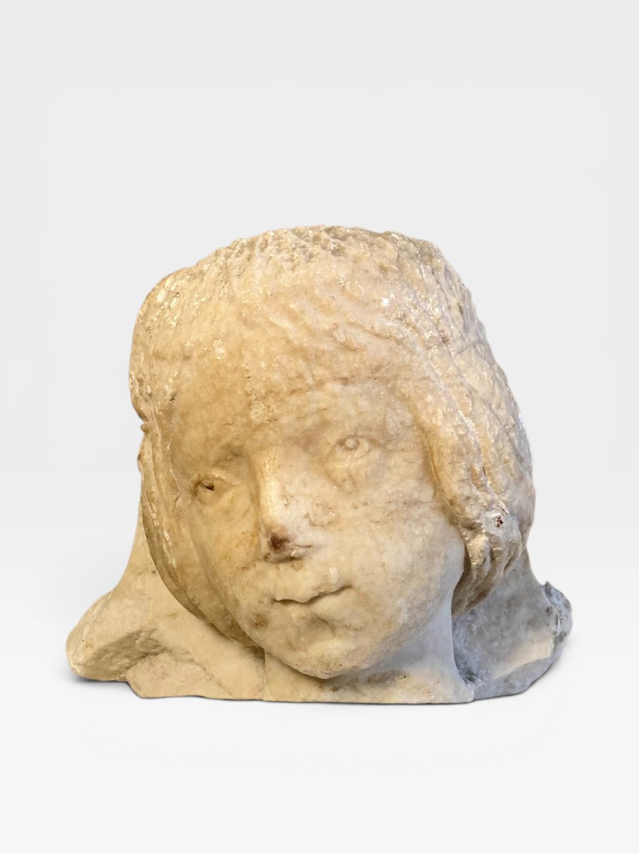 Northern Italy - Late 14th Century - Marble Angelic Protome-photo-3