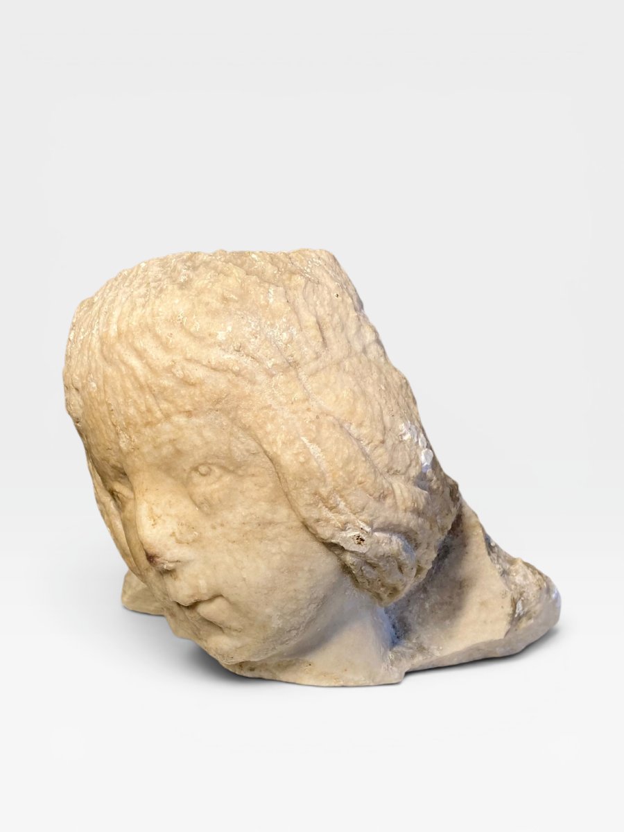 Northern Italy - Late 14th Century - Marble Angelic Protome-photo-4