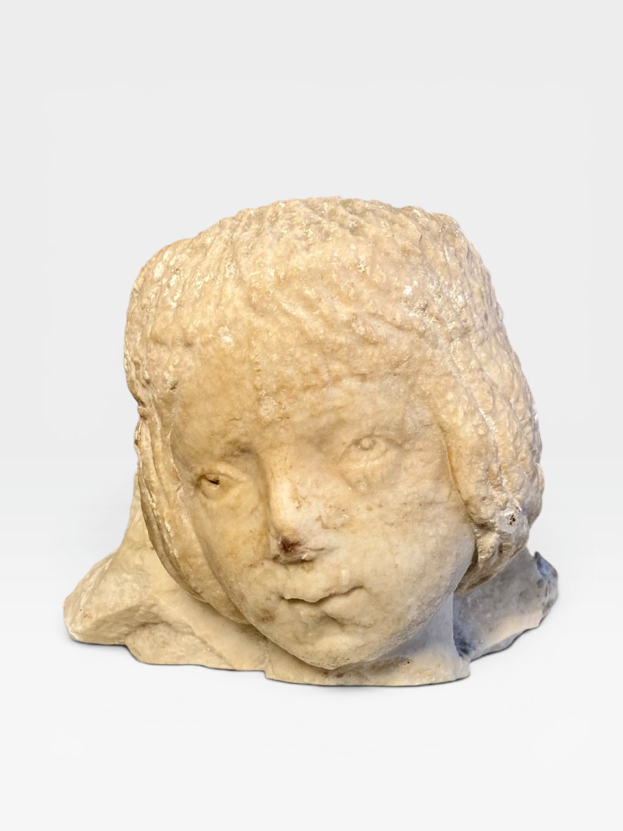 Northern Italy - Late 14th Century - Marble Angelic Protome-photo-7