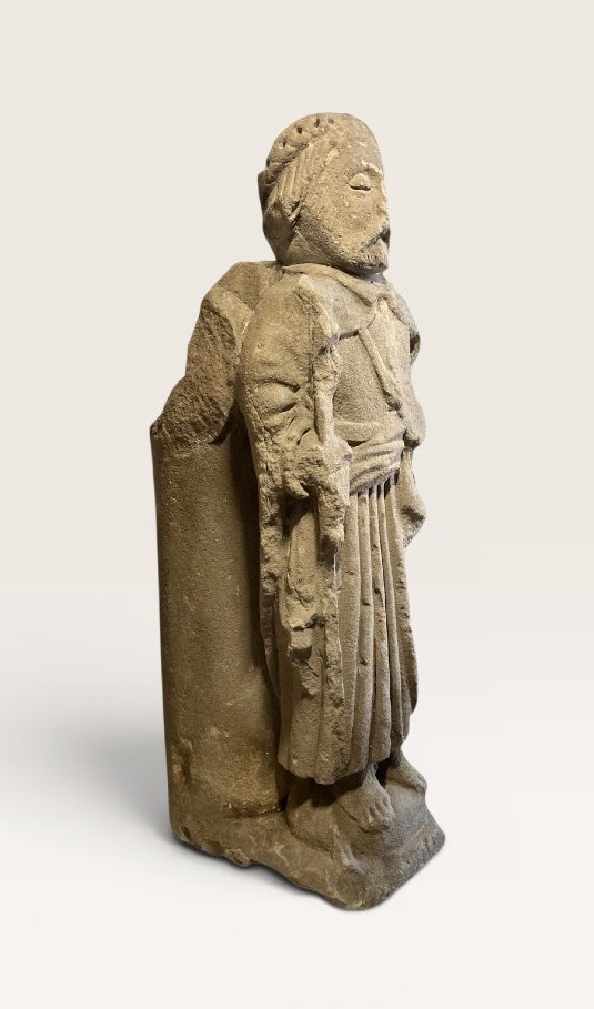 Sud-Ouest France - III quart du XIIe siècle - Statue-colonne en grès représentant Charlemagne