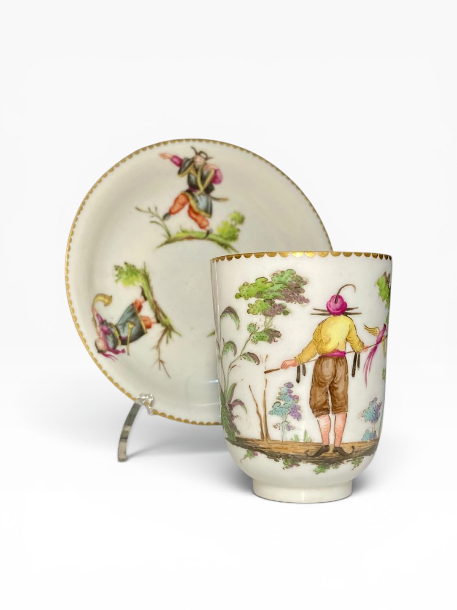 Ginori Doccia - 1810/20 - “eggshell” Cup And Saucer With Oriental Motifs-photo-3