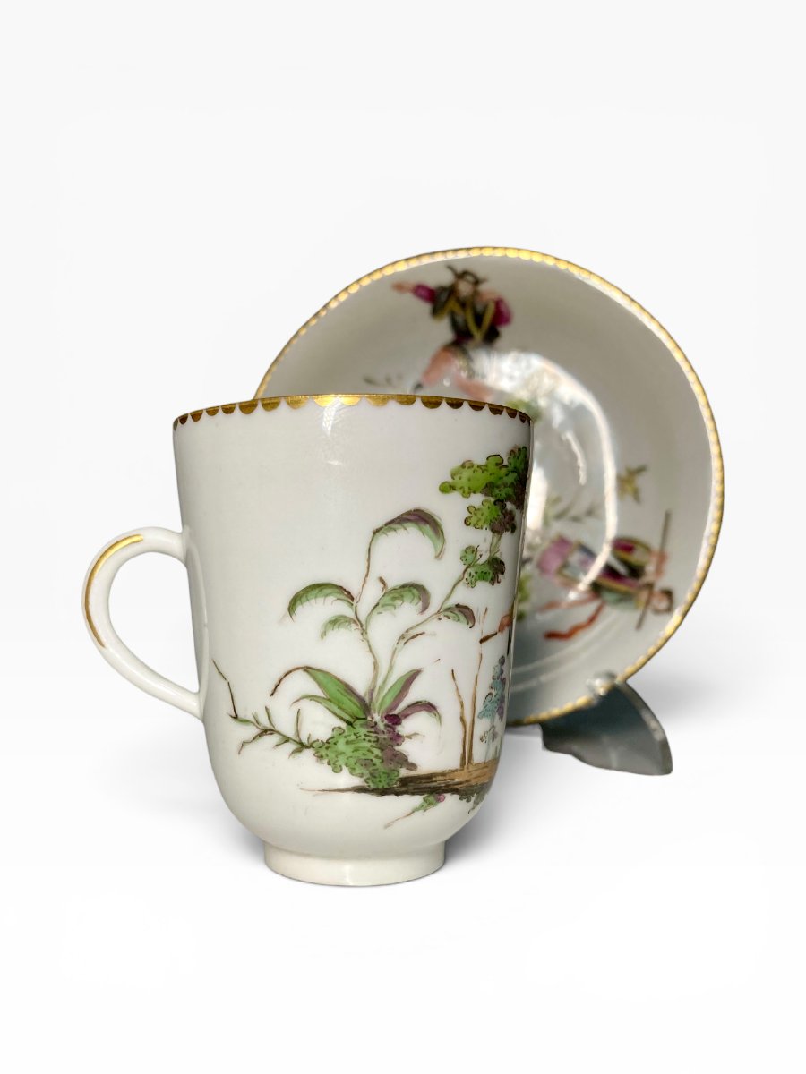 Ginori Doccia - 1810/20 - “eggshell” Cup And Saucer With Oriental Motifs-photo-4