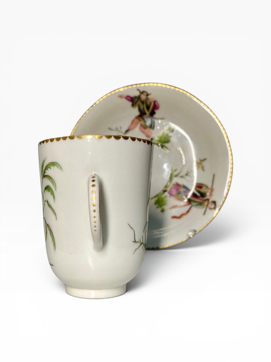 Ginori Doccia - 1810/20 - “eggshell” Cup And Saucer With Oriental Motifs-photo-2