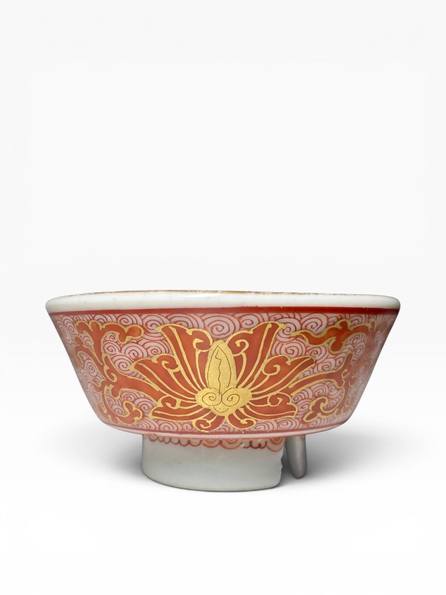  Late Meiji Period (circa 1890) - Sake Bowl - Kutani - Dancing Geisha On A Dragon-photo-4