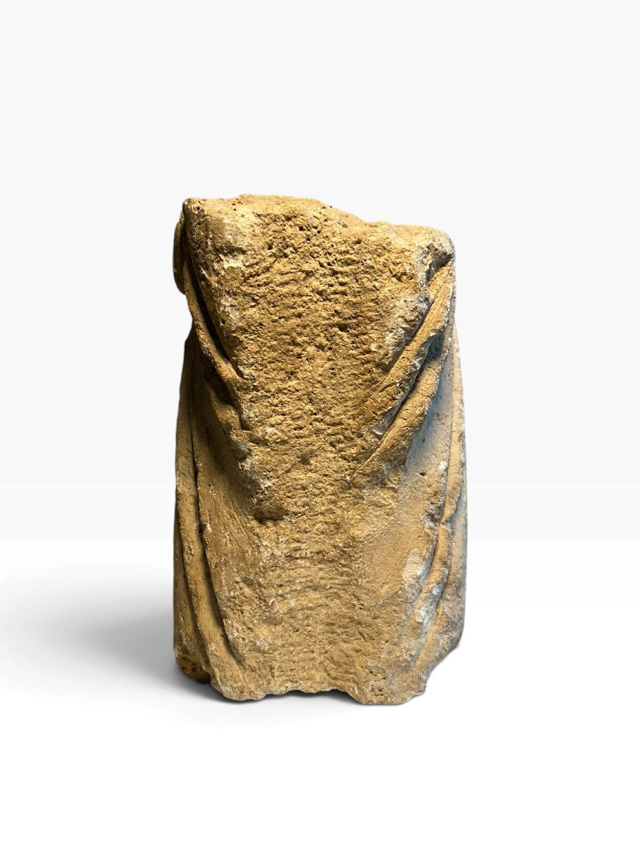 12th Century - Northern France - Fragment Of A Chevron-patterned Limestone Column-photo-5