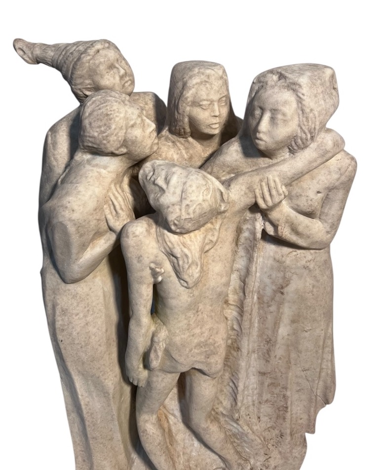 1910–1930 — Sculptor From Northern Italy — Pietà Group In Limestone-photo-4