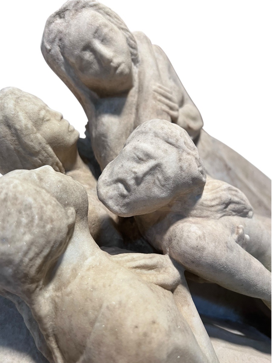 1910–1930 — Sculptor From Northern Italy — Pietà Group In Limestone-photo-1