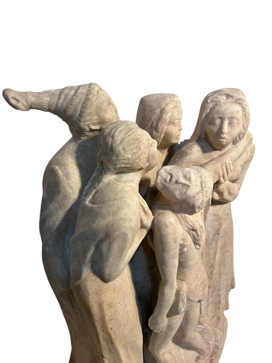 1910–1930 — Sculptor From Northern Italy — Pietà Group In Limestone-photo-2