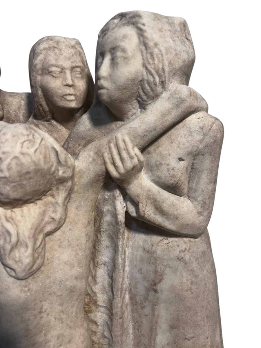 1910–1930 — Sculptor From Northern Italy — Pietà Group In Limestone-photo-3