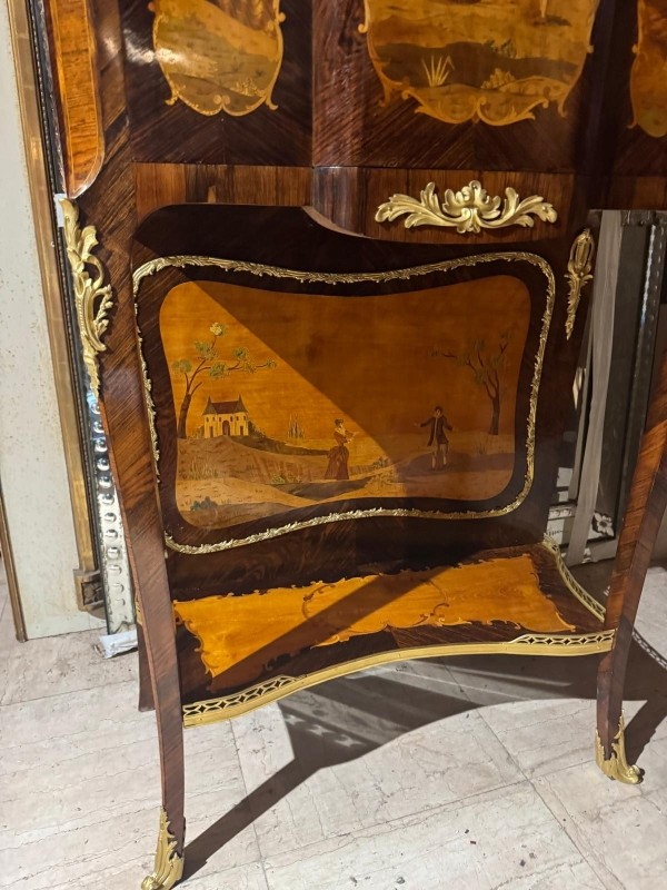 Secrétaire en bronze doré et marqueterie (époque XIXe ) -photo-3