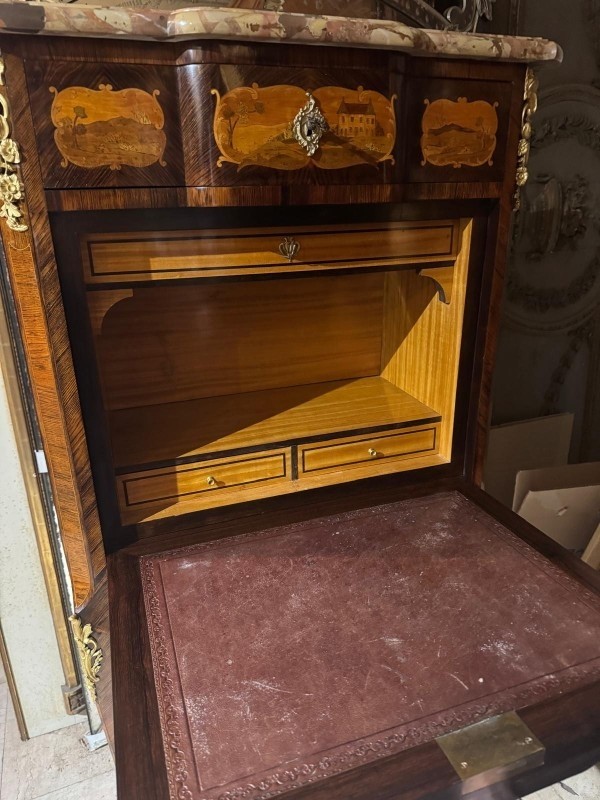 Secrétaire en bronze doré et marqueterie (époque XIXe ) -photo-4
