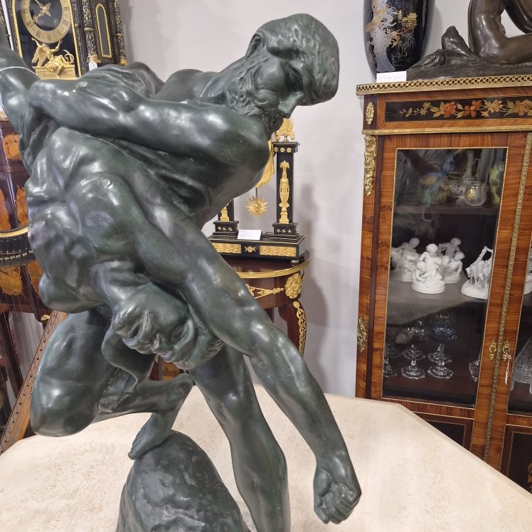 Grand bronze les lutteurs   ( JEF LAMBEAUX 1852-1908)-photo-3