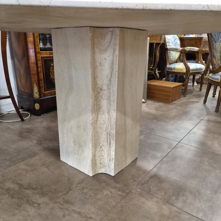 1970s Italian Travertine Dining Table-photo-3