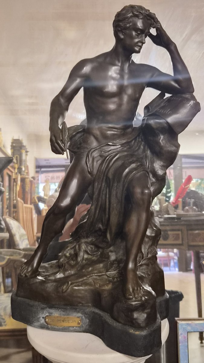 Grand bronze le penseur (H FUGERE )-photo-2