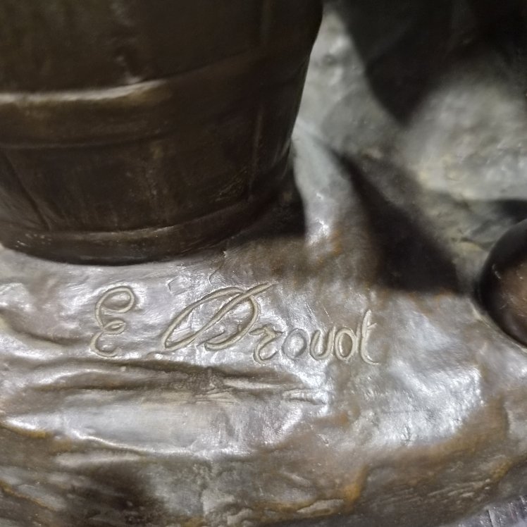 Grand Bronze " LE FORGERON" signé EDOUARD DROUOT (1859-1945)-photo-3