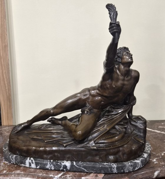 Large Bronze Sculpture, *the Soldier Of Marathon*, After Jean-pierre Cortot (1787–1843) -photo-2