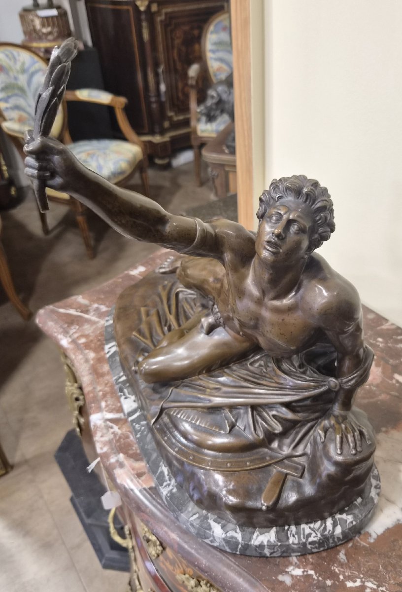 Large Bronze Sculpture, *the Soldier Of Marathon*, After Jean-pierre Cortot (1787–1843) -photo-3