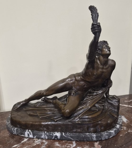 Large Bronze Sculpture, *the Soldier Of Marathon*, After Jean-pierre Cortot (1787–1843) -photo-4