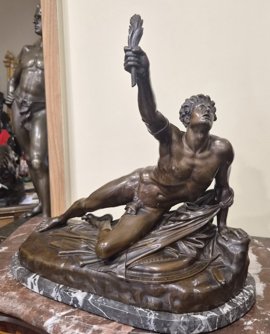 Large Bronze Sculpture, *the Soldier Of Marathon*, After Jean-pierre Cortot (1787–1843) 