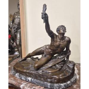 Large Bronze Sculpture, *the Soldier Of Marathon*, After Jean-pierre Cortot (1787–1843)