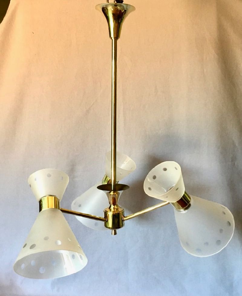 1950s Chandelier In Glass And Brass