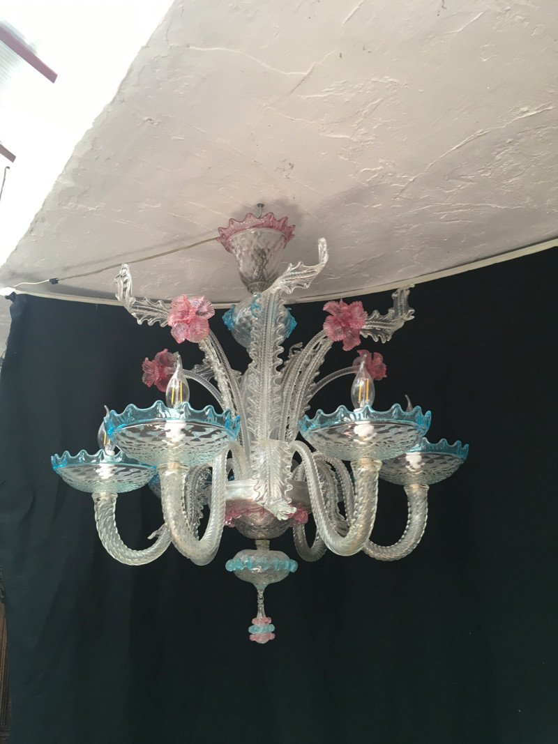 Chandelier And Two Sconces In Murano Glass-photo-2