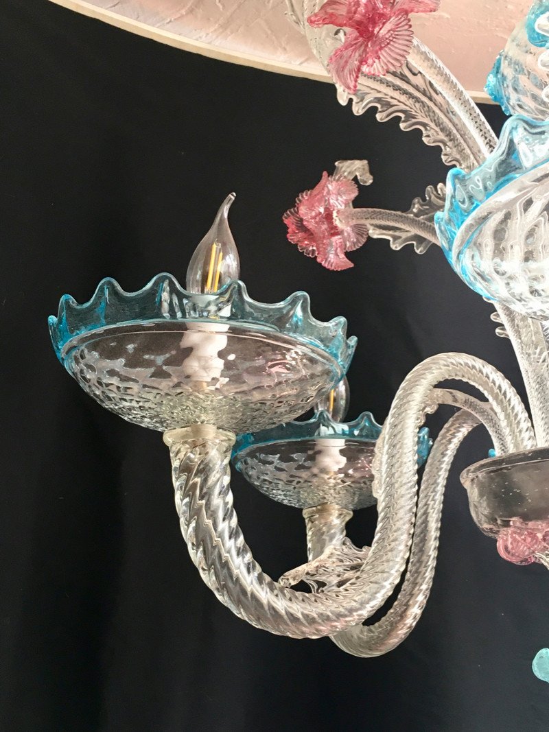 Lustre et Deux Appliques en Verre de Murano -photo-4