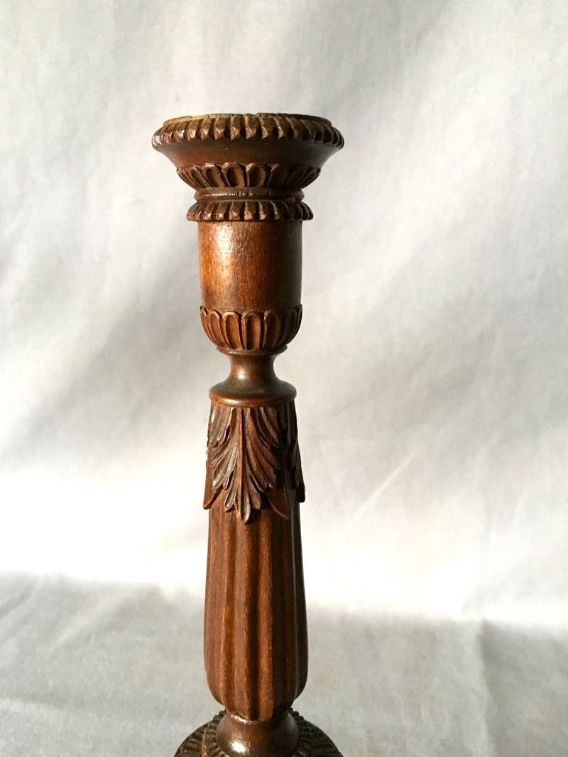 Candlestick Carved In Wood Of Saint Lucia Nineteenth-photo-2