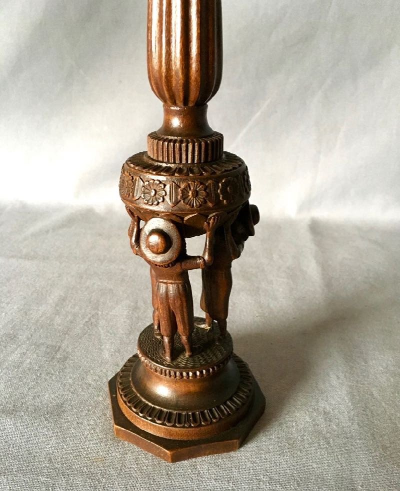 Candlestick Carved In Wood Of Saint Lucia Nineteenth-photo-3