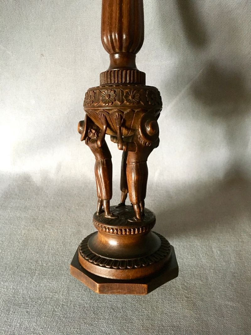 Candlestick Carved In Wood Of Saint Lucia Nineteenth-photo-4