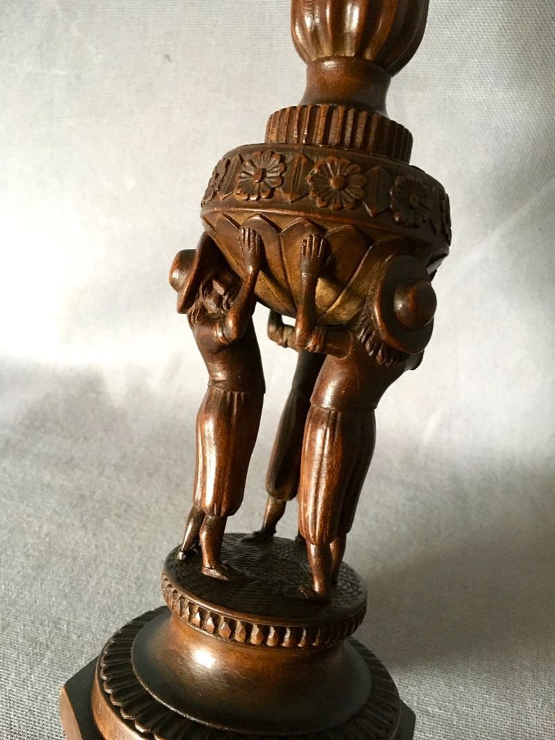 Candlestick Carved In Wood Of Saint Lucia Nineteenth-photo-1