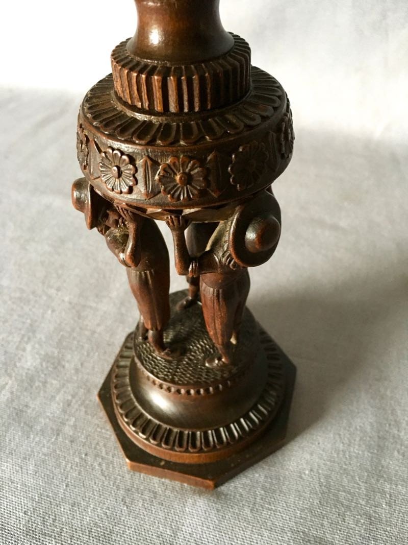 Candlestick Carved In Wood Of Saint Lucia Nineteenth-photo-2