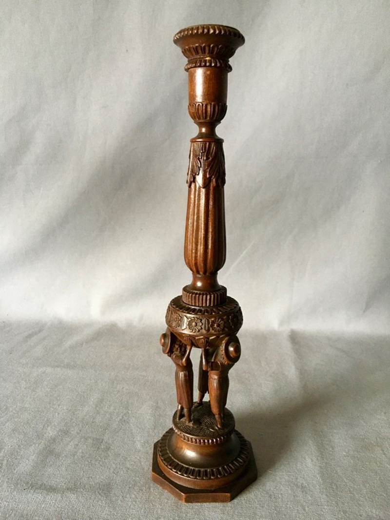 Candlestick Carved In Wood Of Saint Lucia Nineteenth