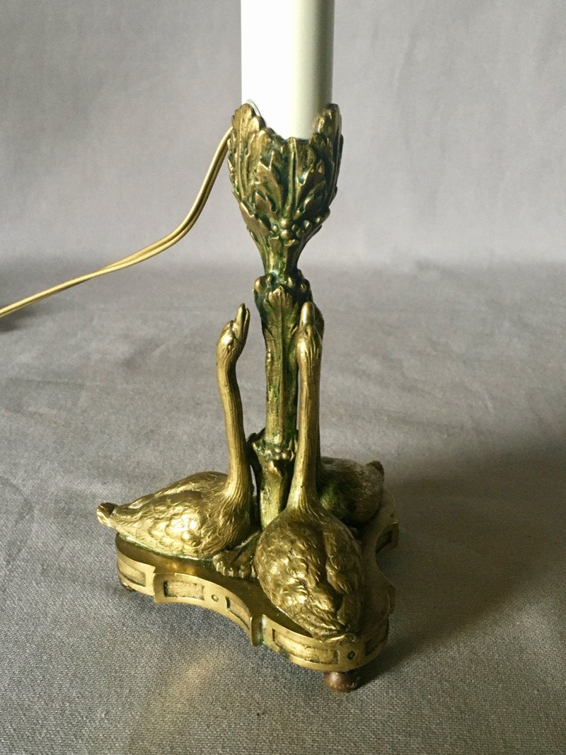 Small Late 19th Century Animal Candlestick Mounted As A Lamp-photo-3