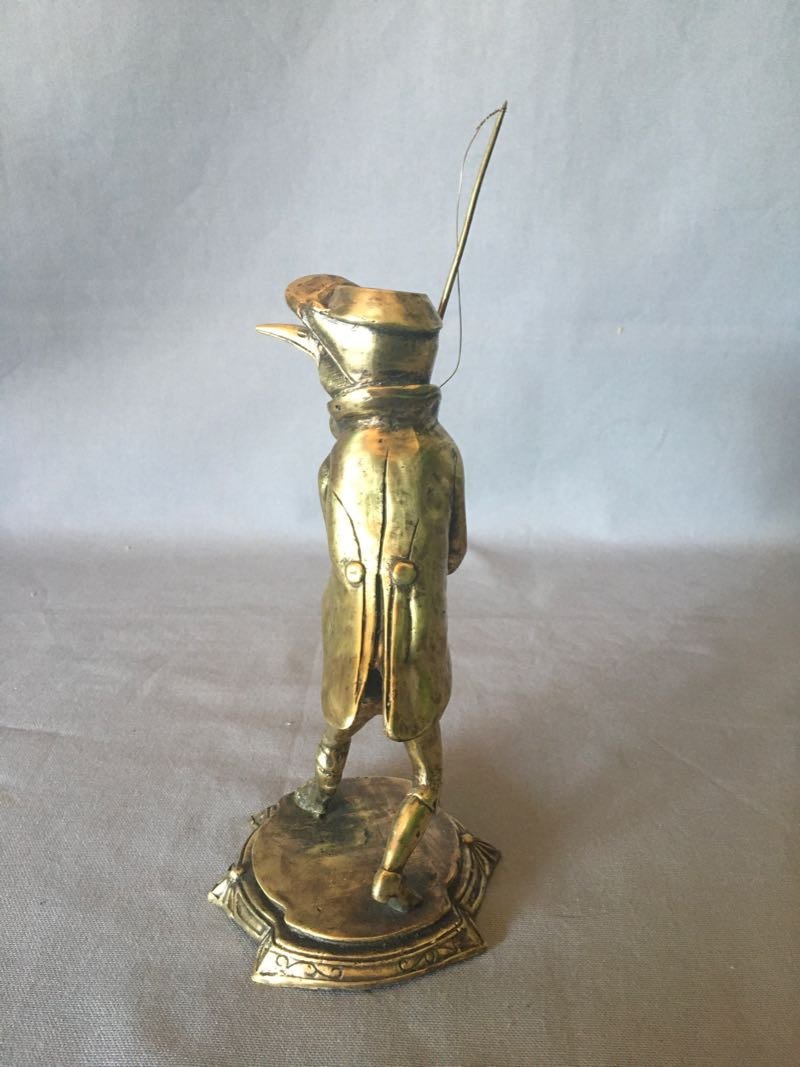 Humorous Bronze Candlesticks Hunting And Fishing-photo-1