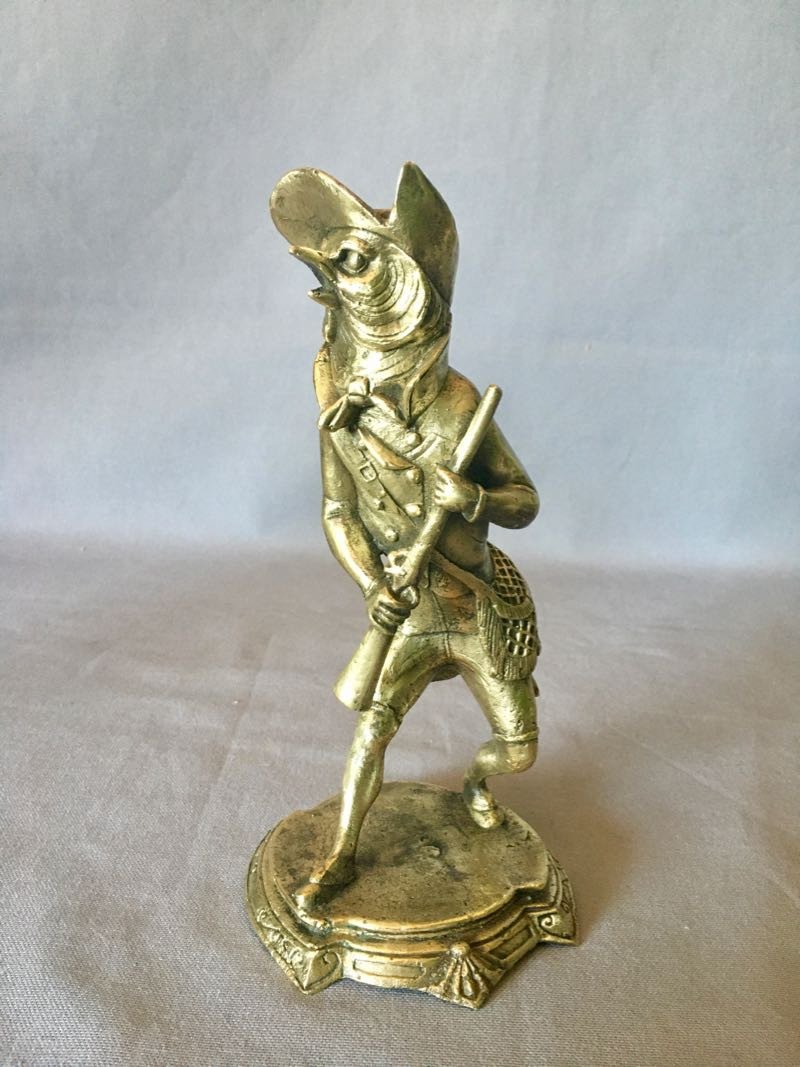 Humorous Bronze Candlesticks Hunting And Fishing-photo-3