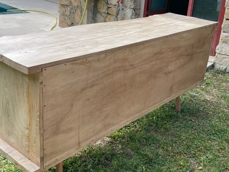 Brutalist Set Buffet, Table And Benches In Elm Years 60/70-photo-7