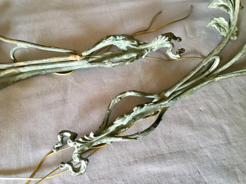 Pair Of Large Art Nouveau Sconces-photo-1